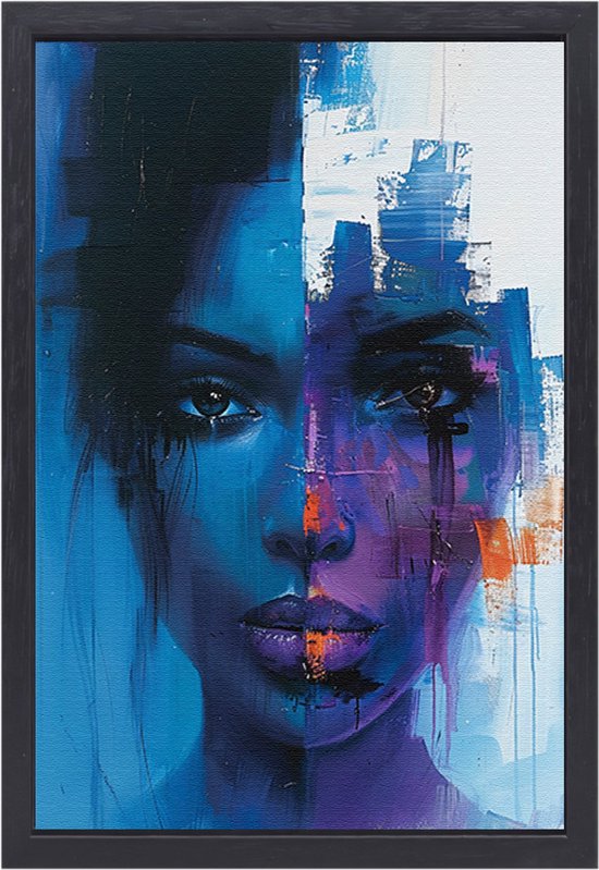 Portrait de femme - Décoration murale portrait - Tableau sur toile Larmes - Décoration murale moderne - Toile avec châssis plateau - Toile d'art mural avec châssis plateau 50x70 cm