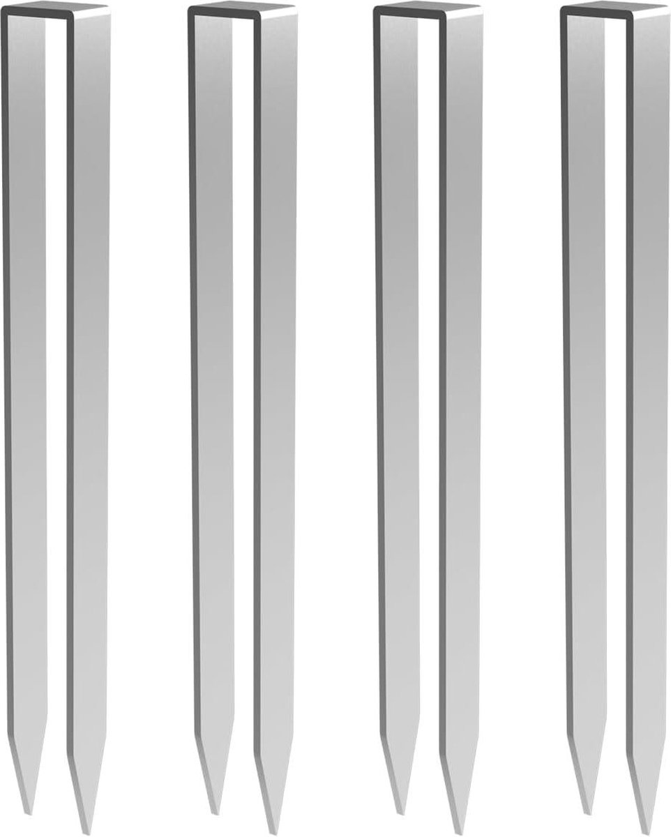 Goedkoopste Bodemankers set van 4 voor rozenboogbevestigingen - U-vormige grondankers - Afmetingen 30 x 29 x 21 cm - Zilverkleurig