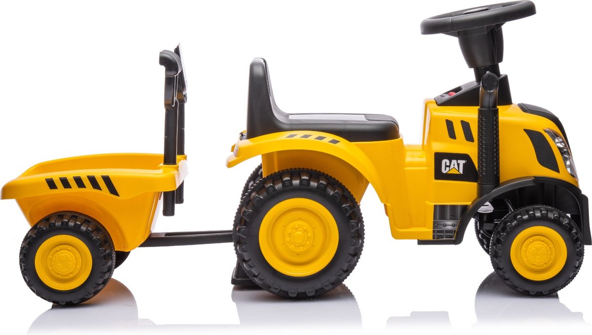 Eco Toys - CAT Tractor Loopauto - Geel/Zwart - Met Aanhanger, Schep & Hark - Claxon & Verlichting - Vanaf 12 Maanden - Max. 25 kg — afbeelding 8