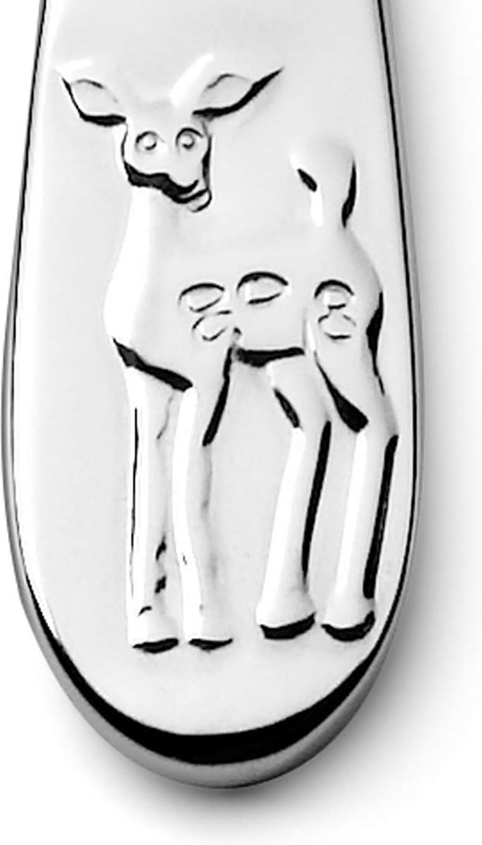 Riokem ® Kinderbestekset van 4, bosdieren, roestvrij staal, zilver, 15,5 x 21,5 x 2,5 cm