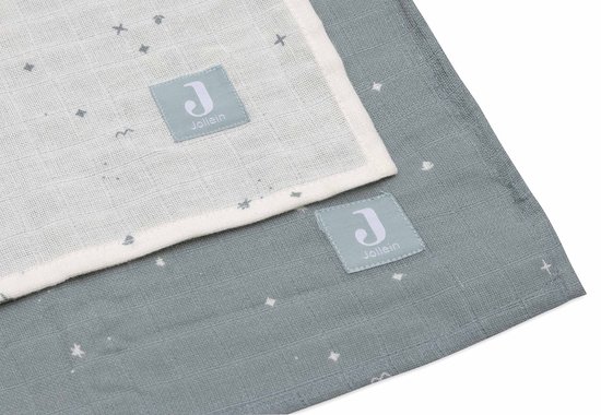 Jollein - Hydrofiele Doek Large 115x115cm - Inbakerdoek, Spuugdoekjes, Baby Doeken - Zacht Katoen - 2 Stuks - Twinkling Sea Green van Jollein — afbeelding 5