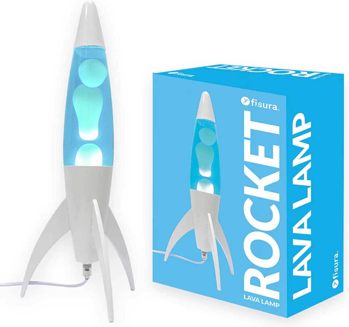 Rocket lavalamp wit met witte lava van Fisura