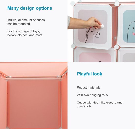 HENGMEI Kleiderschrank, 20 Würfelregal PP-Kunststoff Kleiderständer Portable Garderobe mit 2