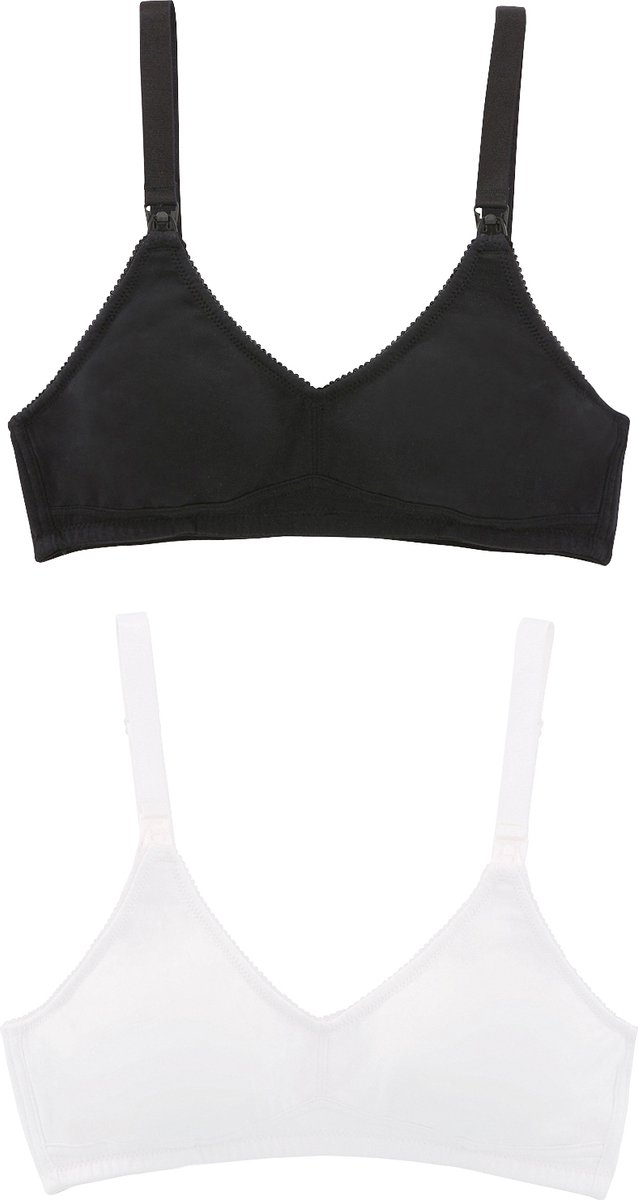 vertbaudet Set - 2 delig - beha - zwangerschaps - voedings - triangel - katoen Zwart / Wit