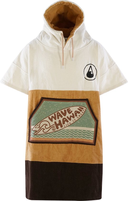 Poncho De Bain Adulte Wave Hawaii - 100% Coton, Capuche Doublée, Poche, Tailles 155-185cm