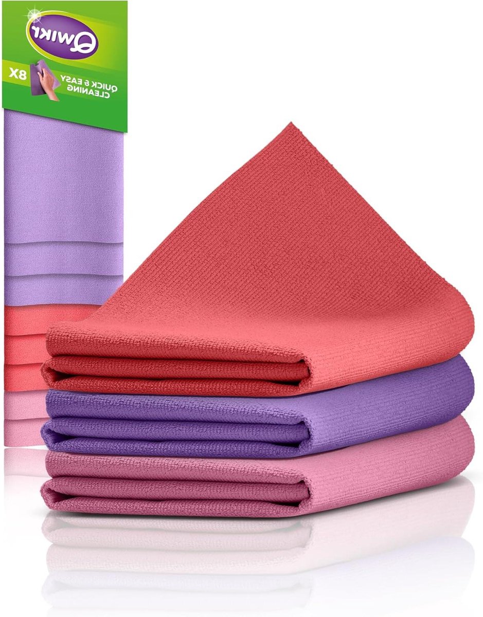 Microvezeldoeken XXL 8 stuks paars rood roze 40x50 cm - reinigingsdoekjes poetsdoeken - voordeelverpakking