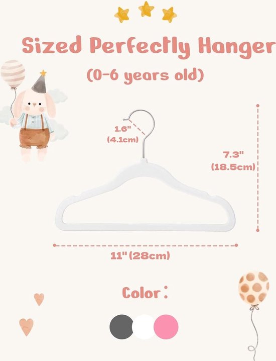 Kinderkleerhangers 30 stuks wit | SONGMICS