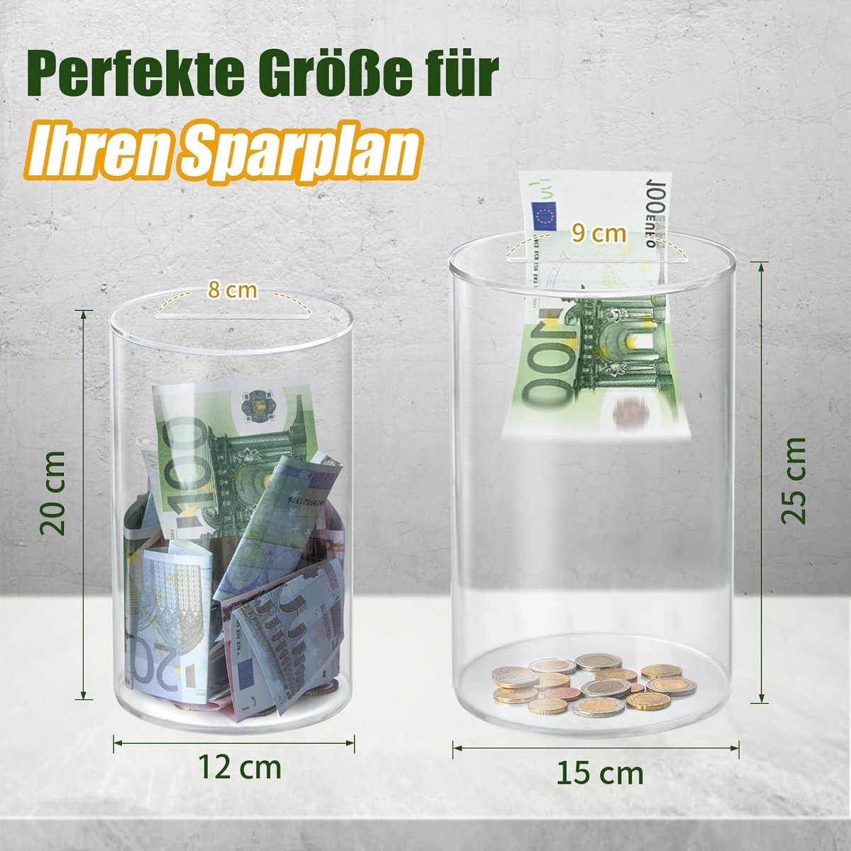 Viitech Clear Piggy Bank, 12 x 12 x 12 cm Must Break om