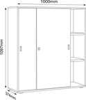Technische lijntekening van een kast met schuifdeuren, inclusief afmetingen van 1000mm breed en 1097mm hoog.