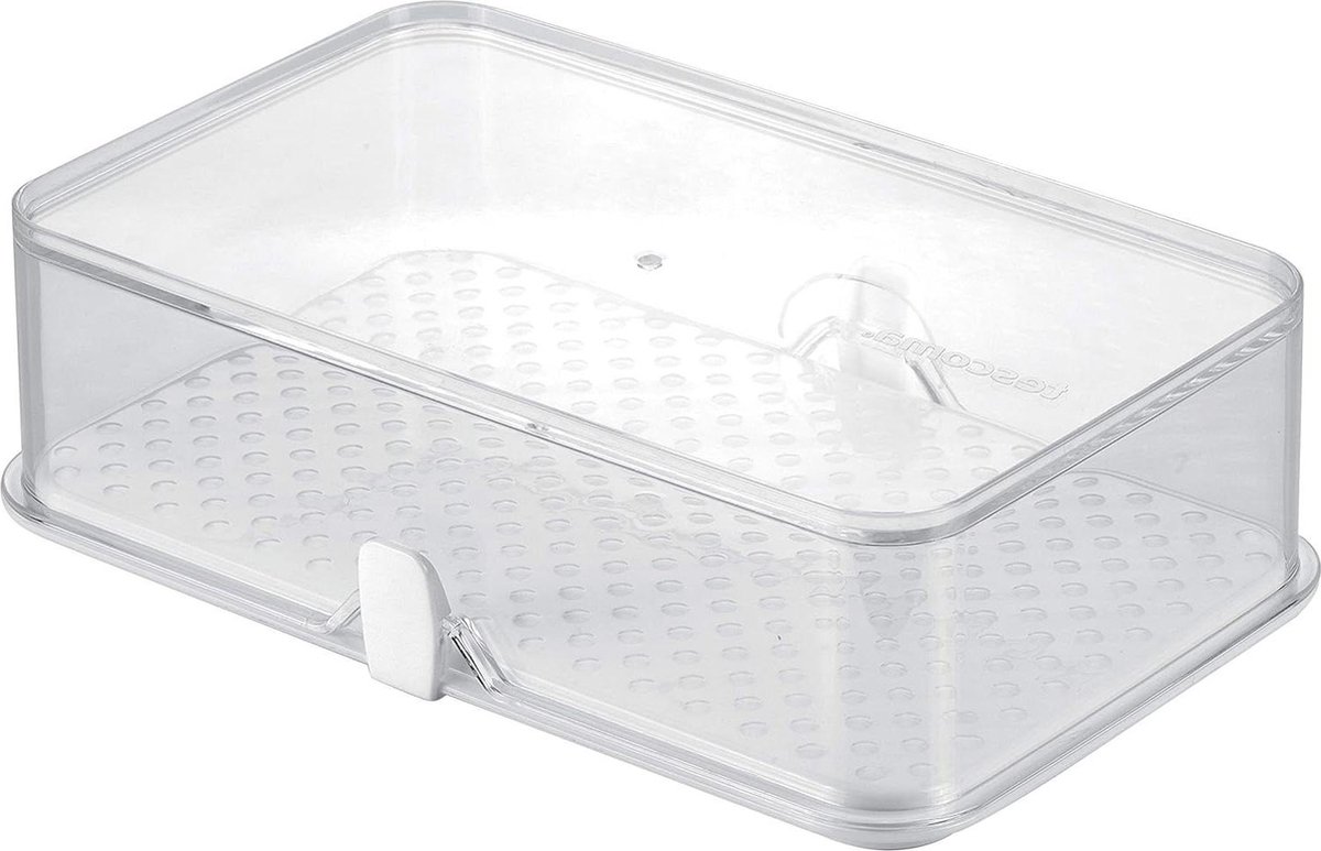 Hygiënische container voor koelkast - Kunststof transparant - 14 x 22 cm - 1 stuk kaasstolp