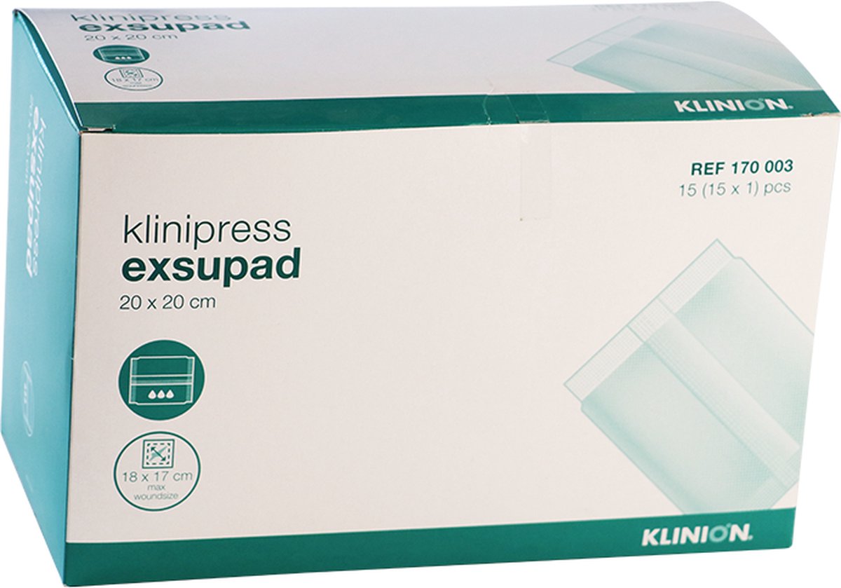Goedkoopste Klinion Exsupad, absorberend wondkompres, steriel, 20 x 40cm, 6 stuks