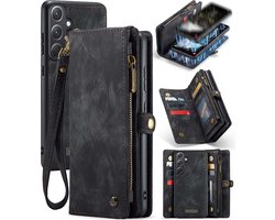 Caseme Hoesje geschikt voor Samsung Galaxy A35 - Luxe Leren Portemonnee Hoesje - Zwart