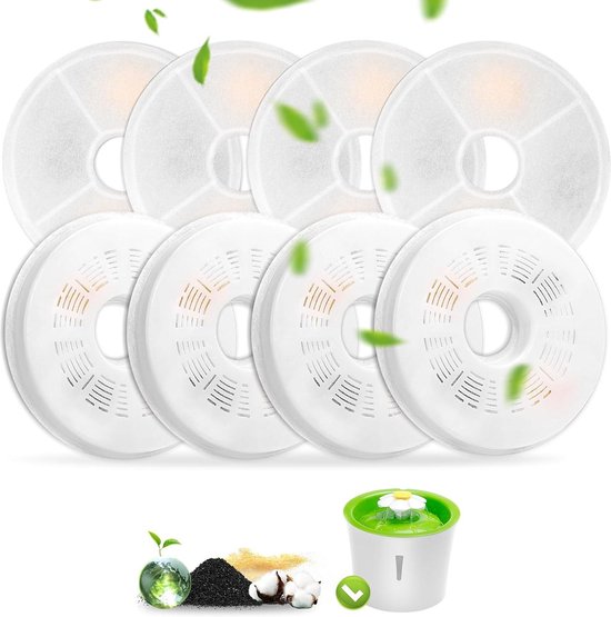 Kattenfontein filter, 12 Stuks Koolfilters en 24 Stuks Sponzen met Ionenwisselaarhars en Actieve Kool Voor 4 liter Kattenfontein met Bewegingsmelder (YPD-C004