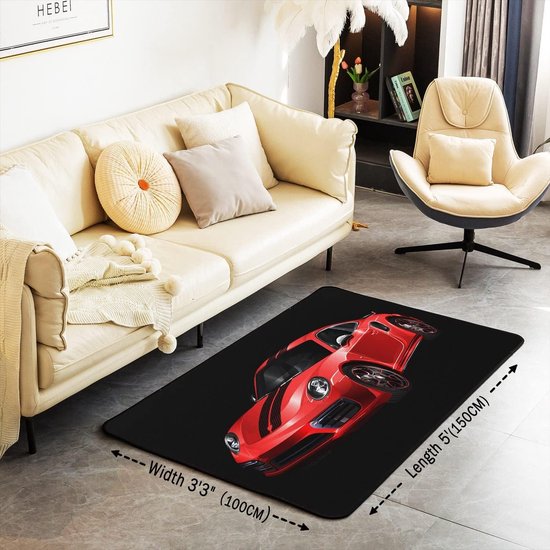 Red Race Sport Car Area Tapijt Vloermat Tapijten voor Woonkamer Slaapkamer Decor Pluizige Zachte Flannal Extreme Sport Tapijt Tapijt Zacht Tapijt 100 * 150 cm