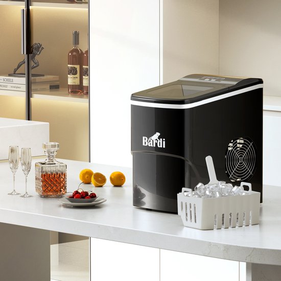 Bardi IJsblokjesmachine - 2 Liter - 12KG IJsblokjes in 24 uur - met IJsschep - Inclusief Luxe Thermosbeker en Ijsschep-Zwart van Bardi — afbeelding 4