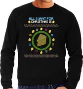 Bellatio Decorations Foute Kersttrui/sweater voor heren - All I want is - kaas - zwart XL
