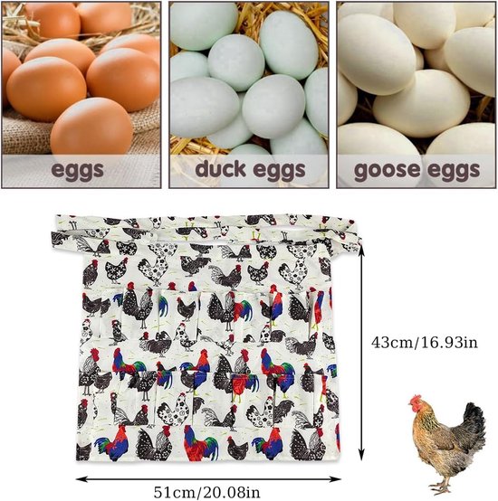 Tablier De Cuisine Imprimé Coq & Poules Noir - 2 Poches, Réglable, 100% Polyester Facile à Laver