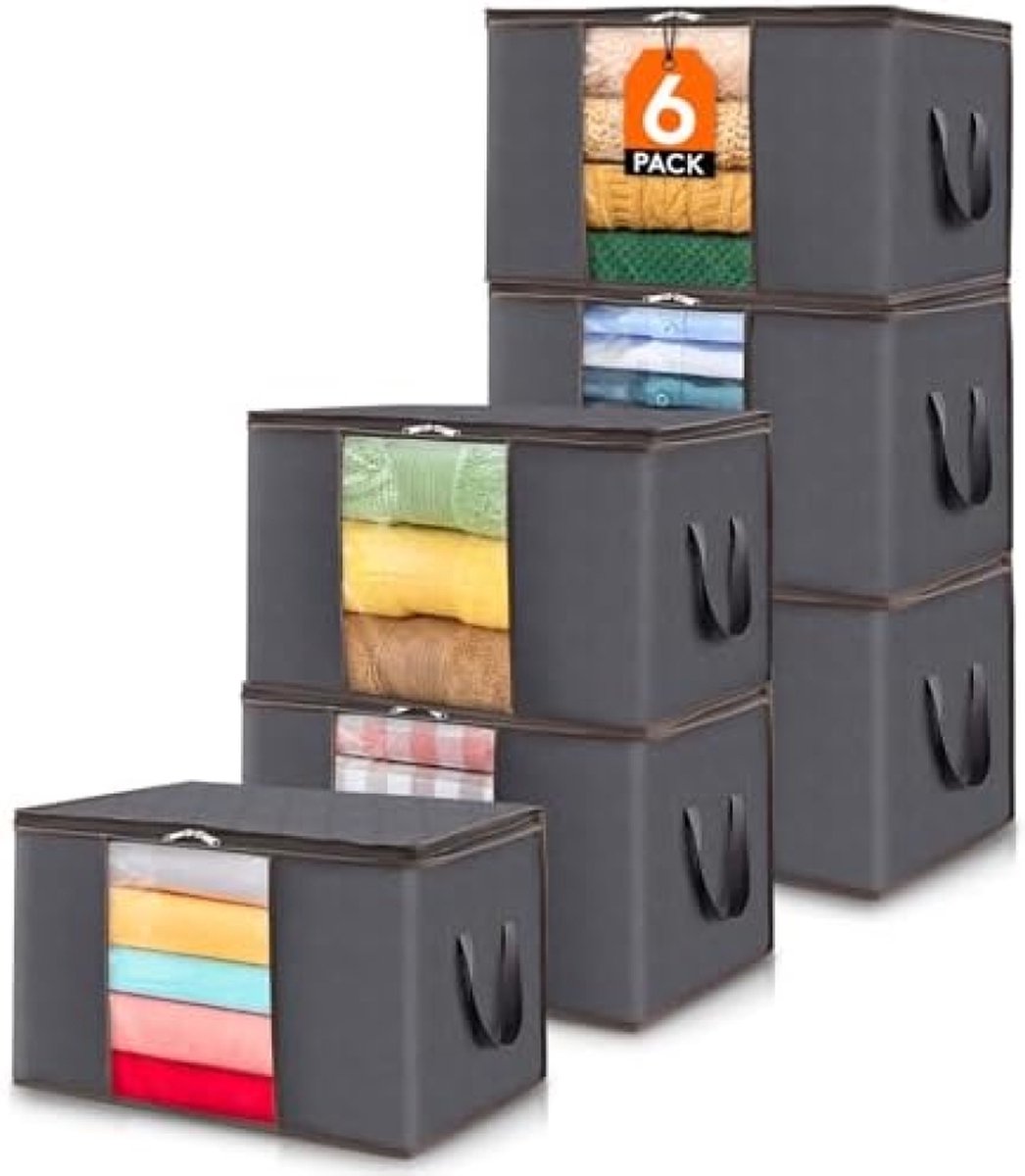 Opbergtas voor Kleding, Opbergtassen voor Kleding, Dekens, Dekbedden, Opvouwbare Kledingopslag met Versterkt Handvat, Stevige Ritssluiting, Kijkvenster, 60L