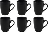 Studio Tavola Mokken Black Tie - Set van 6 350 ml - Aardewerk Zwart - Vaatwasserbestendig