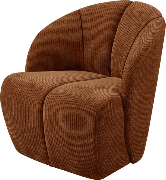 WOOOD Fauteuil pivotant Mojo - Tissu Côtelé - Brun Rost - 75x68x77 cm