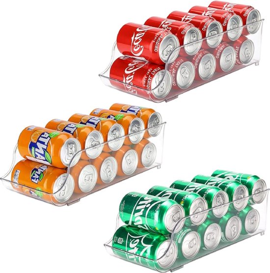 Fridge Organizer Trays Storage- 3Pcs Stackable Plastic Beverage ...