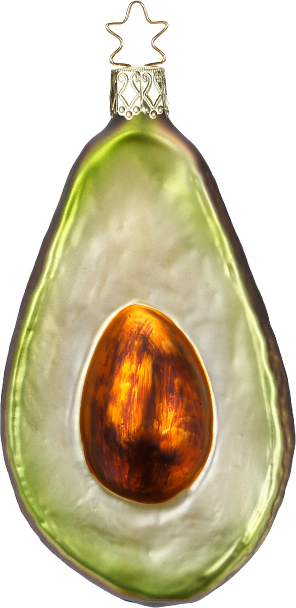 Inge Glas - Kerstornament - Avocado - 11.5 cm - Groene Avocado kerstbal - Glazen Kersthanger