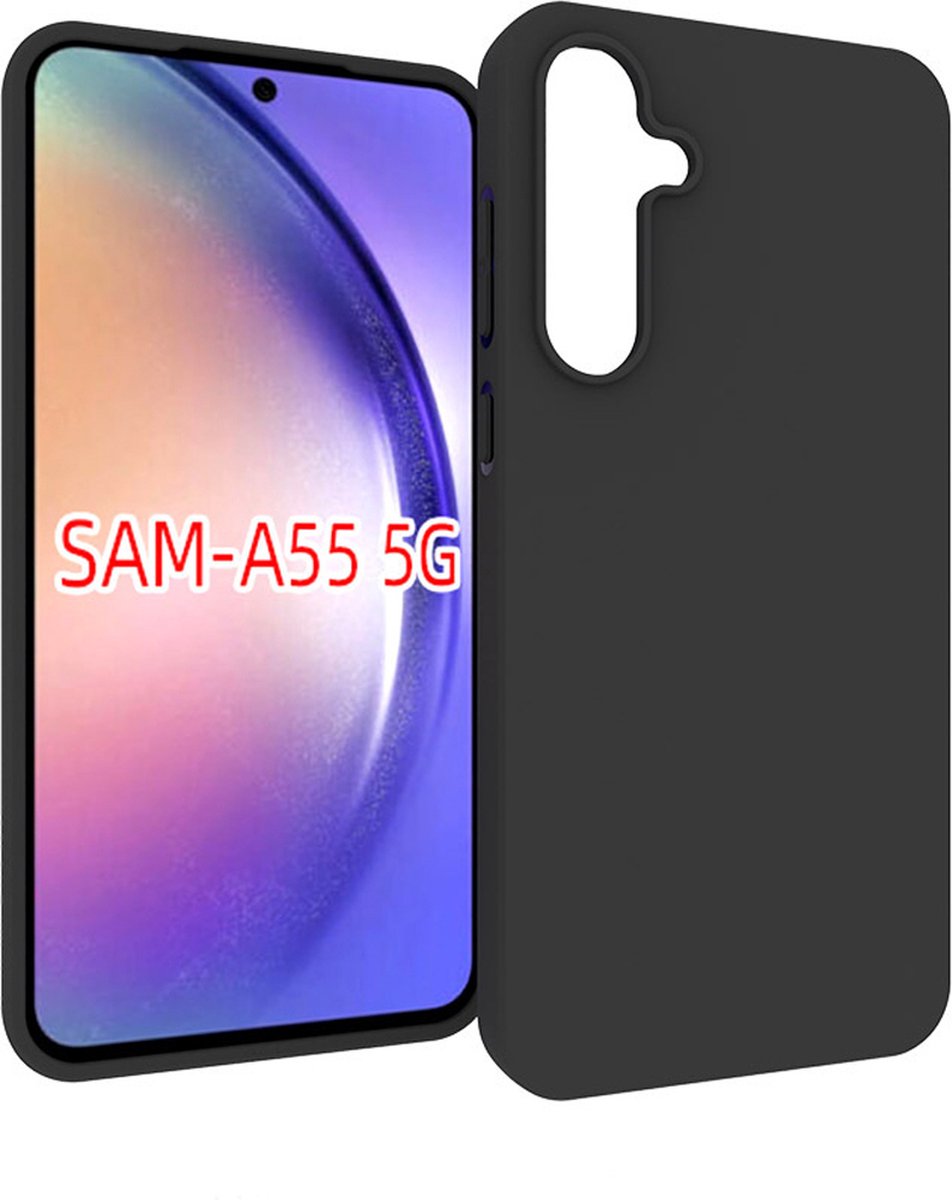 MobyDefend Hoesje - Geschikt voor Samsung Galaxy A55 - TPU Backcover - Mat Zwart