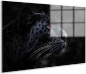Panter glas schilderij - Dieren schilderijen glas - Wanddecoratie Vacht - Landelijke schilderijen - Acrylglas - Decoratie woonkamer acrylglas 105x70 cm