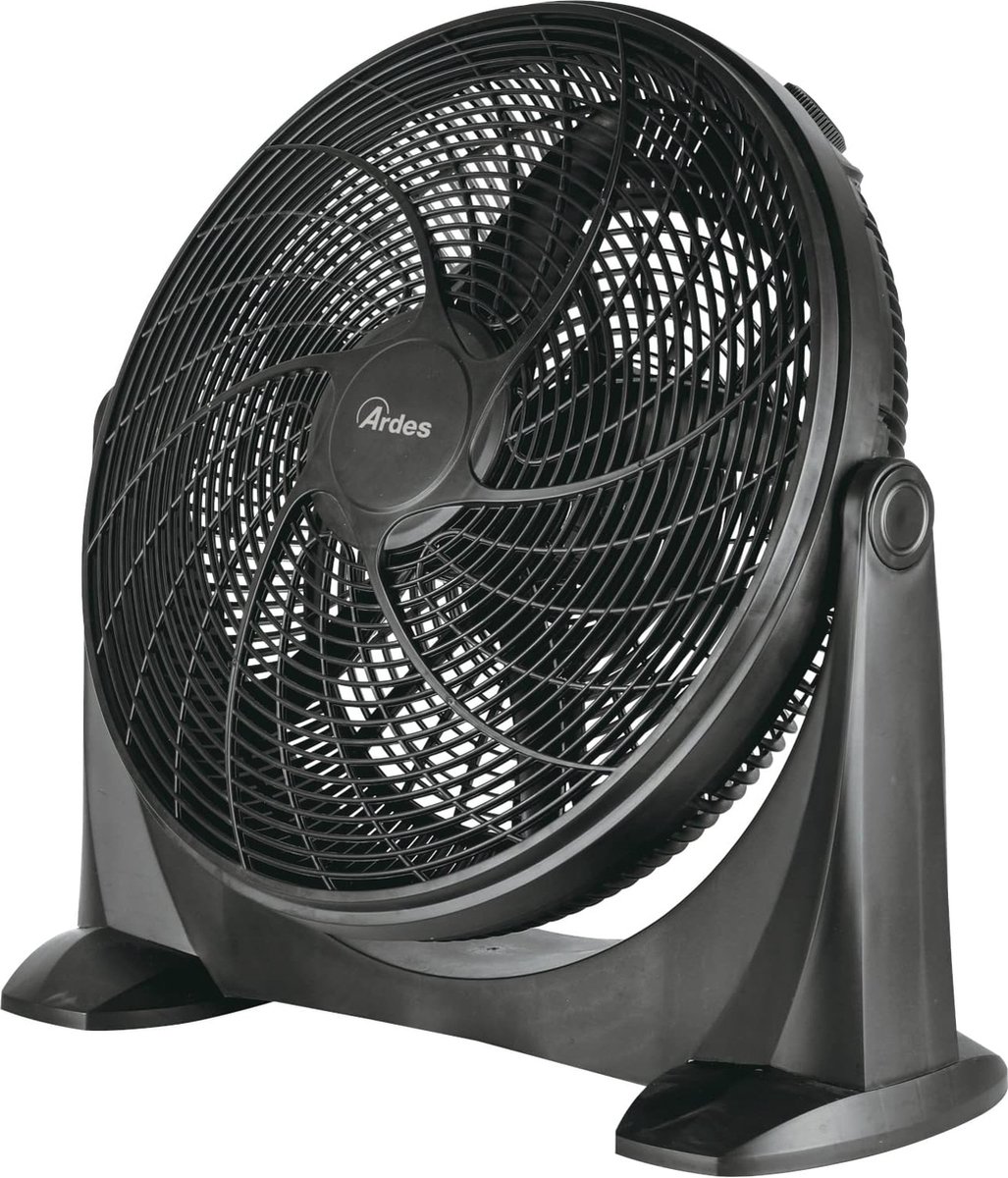 Stille vloerventilator met 5 vleugels - 3 snelheden Total Black met verticale helling