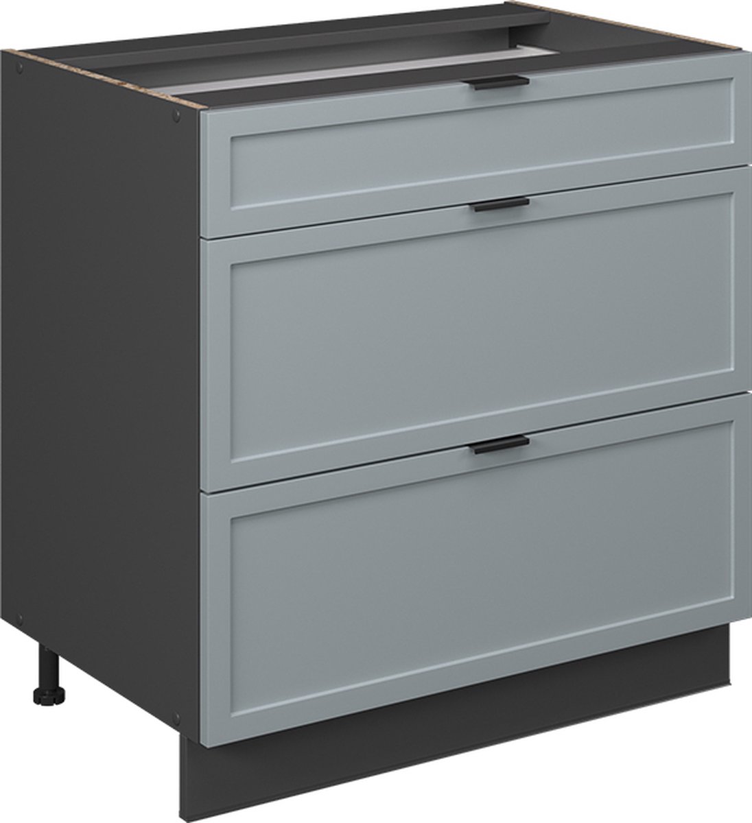 Vicco Fame-Line Keukenonderkast – 80 cm met 3 laden, zonder werkblad Licht blauw-grijs