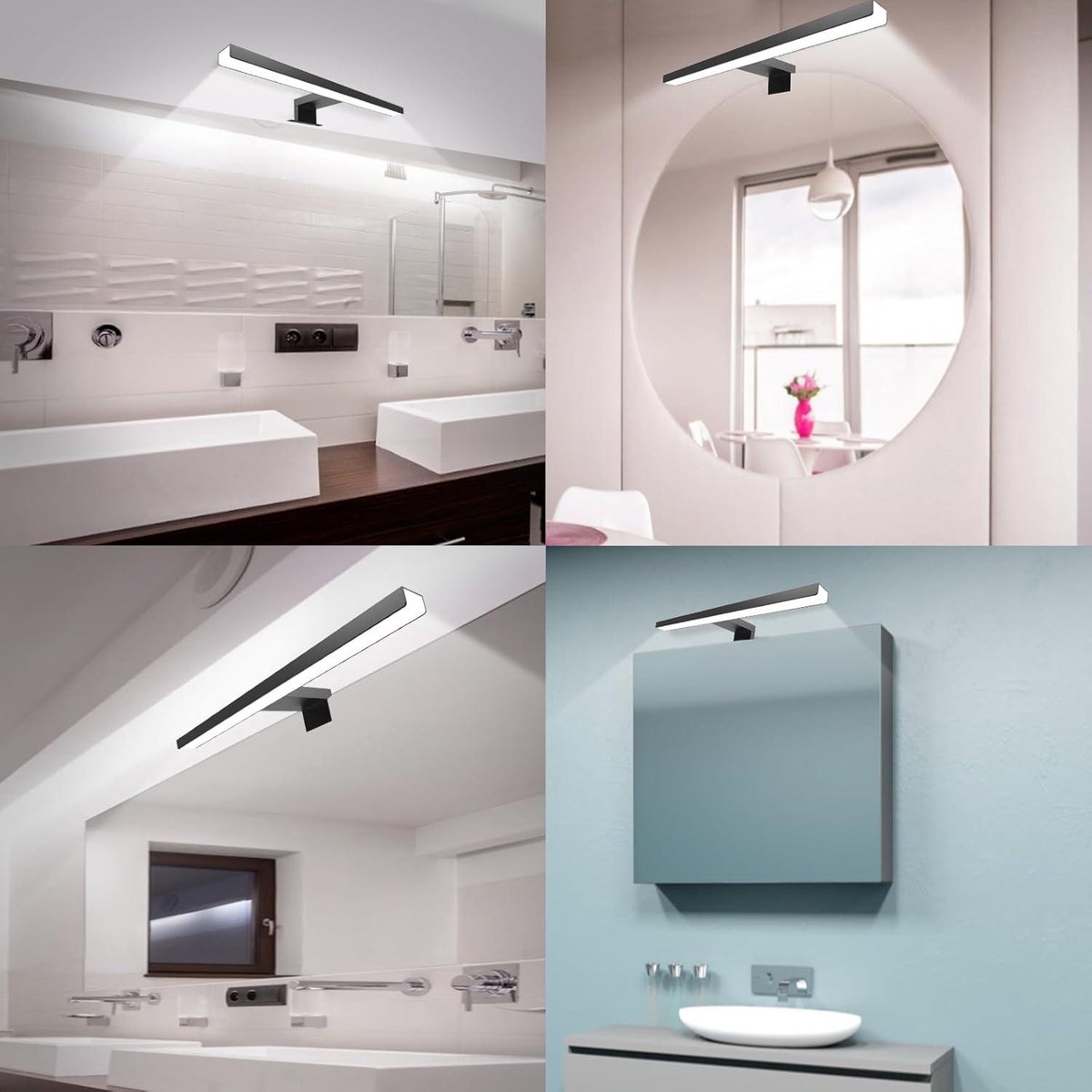 FREEDL LED Mirror Lamp Bathroom with Switch, Bathroom Wall Light with Motion Sensor, 6000K Bathroom Lamp Wall 240° Rotatable, Waterproof IP44 Makeup