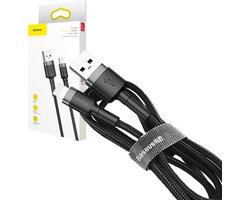 USB naar Lightning Kabel 0,5M - Geweven Nylon - Grijs