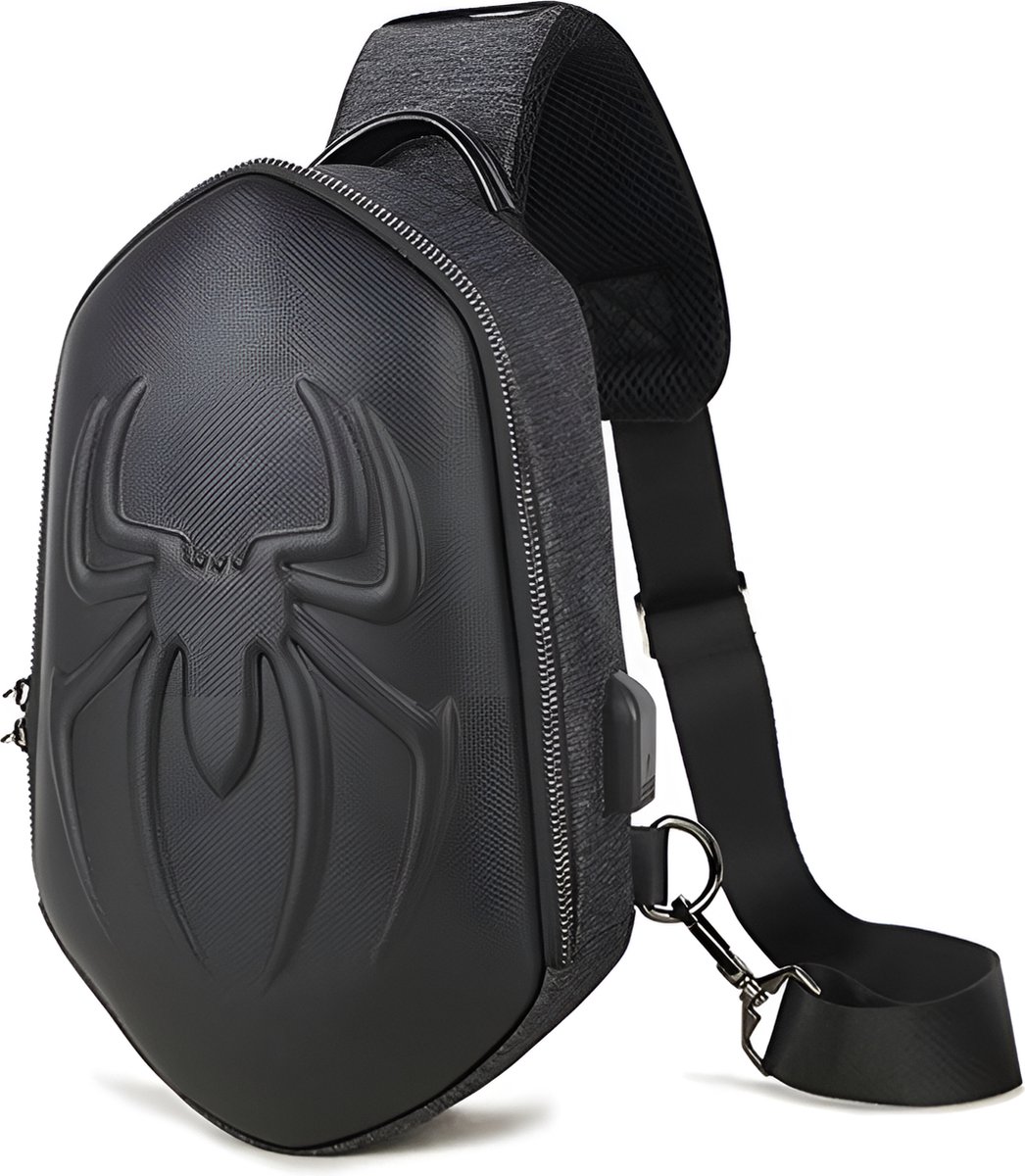 CarryQuest® - Motor Rugzak - Sling Pack Crossbody Rugzak - Motorrugzak - Waterdicht Nylon + USB Oplaadoptie - Ergonomisch Ontwerp - Zwart
