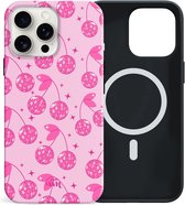 xoxo Wildhearts siliconen hoesje geschikt voor iPhone 16 Pro Max hoesje - Disco Girl - Magnetisch telefoonhoesje - Magneet case - Kwalitatieve backcover - TPU materiaal - Hoesjes met discoprint - Roze