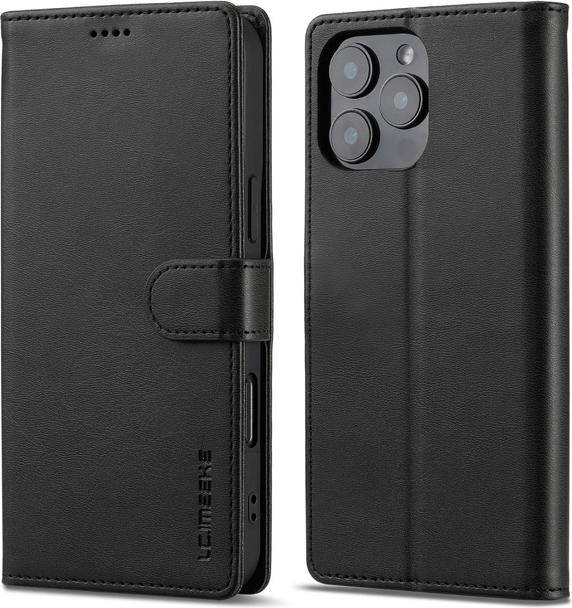 LC.IMEEKE Hoesje - Geschikt voor iPhone 16 Pro Max Hoesje - LC.IMEEKE Luxe Book Case - Zwart