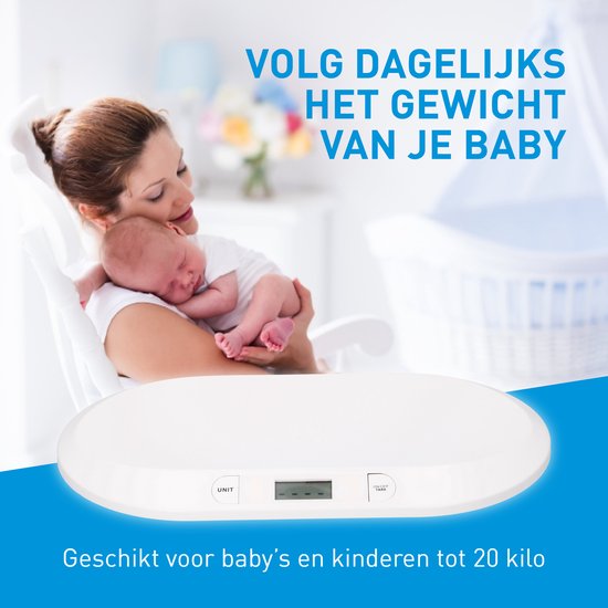 Grundig Babyweegschaal - Digitaal - 10 Gram Nauwkeurig - Max 20 Kilo - Tare-Functie - Wit