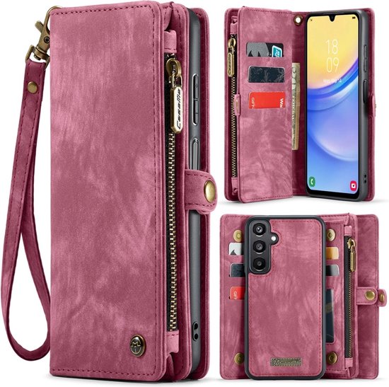 CaseMe Hoesje - Geschikt voor Samsung Galaxy A16 Hoesje - CaseMe 008 2-in-1 Book Case & Back Cover met Portemonnee - Roze