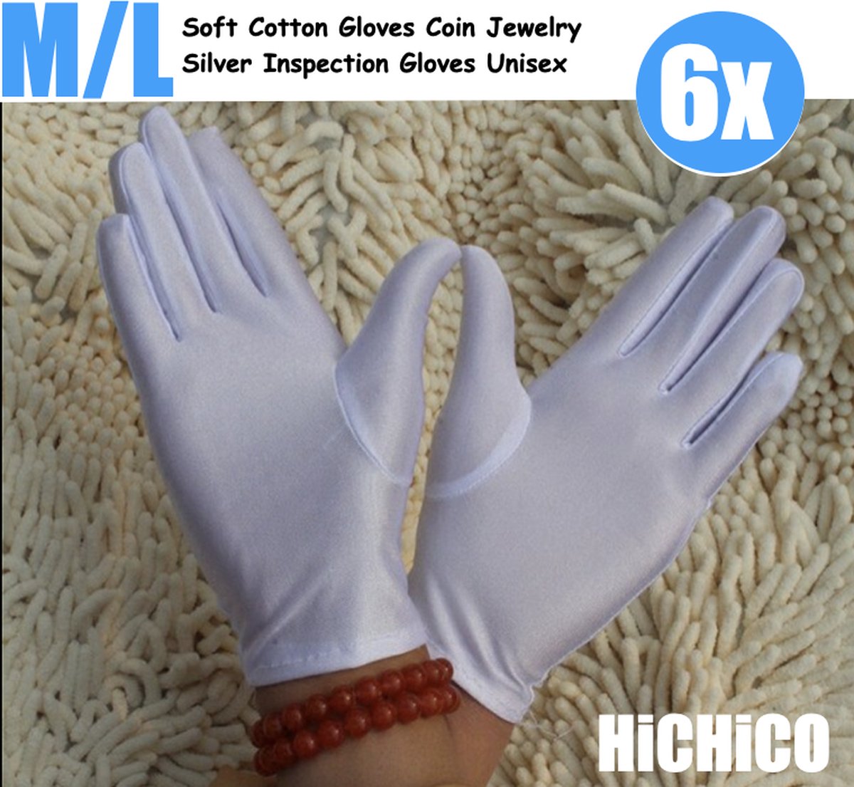 Dames Handschoenen - Vrouwelijke handschoenen - medische handschoenen voor Gezondheidszorg, Ziekenhuis, Beauty Center, Kapper en Salon Spa Tattoo, Jewelry Wit Maat M/L 3Pairs/6Stuks