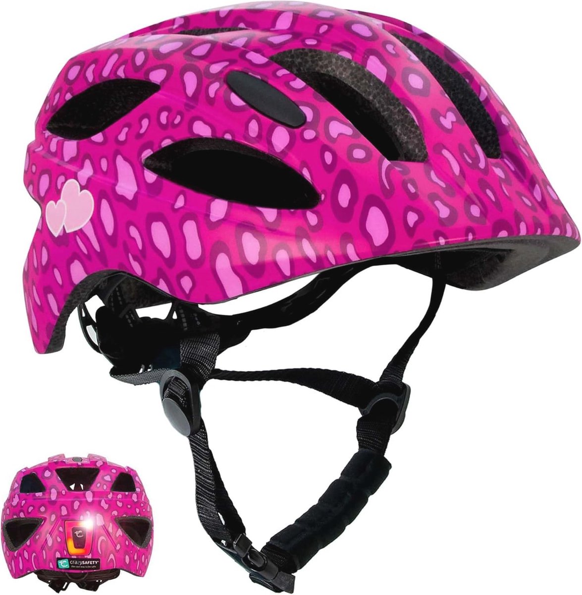 Kinderfietshelm met Oplaadbaar LED-Licht - Veiligheidshelm voor Jongens en Meisjes 54-58 cm