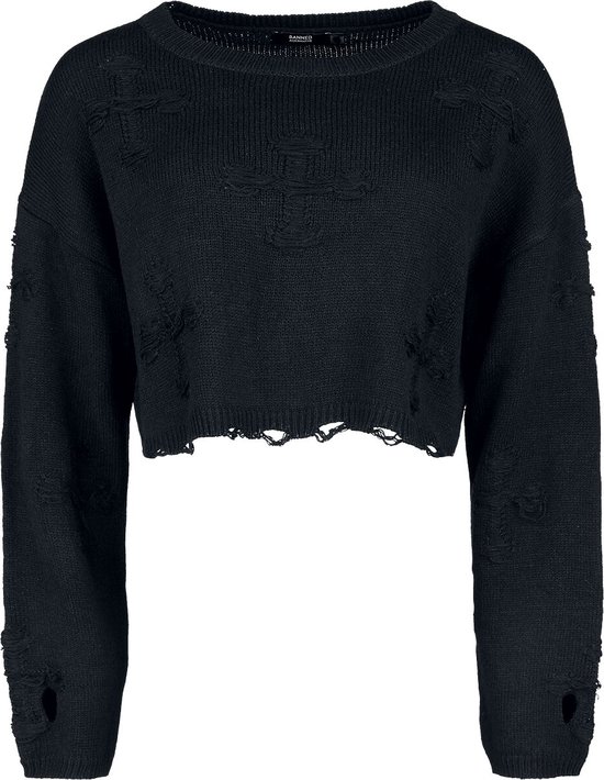 Banned - Pull tricoté avec nœud Onyx - 3XL - Zwart