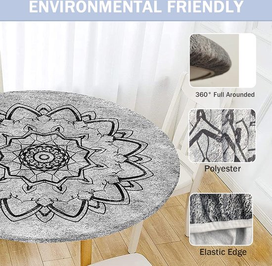 Kunstleer rond tafelkleed oliebestendig afveegbaar eettafel beschermer pad hittebestendige salontafel mat vinyl passend tafelkleed decoratief en beschikbaar aan beide zijden (50 cm kleur