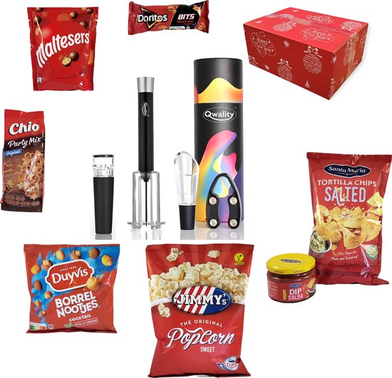 Kerstpakket 2024 – Wijnopener Luchtdruk - Origineel Kerst Pakket – Unieke Kerstpakketten – Christmas Present – Kerstcadeau voor hem haar collega man vrouw - Qwality