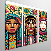 Pixel art vrouw schilderij | Pixels van schoonheid: Een digitale ode aan de vrouwelijke kracht | Kunst - 20x20 centimeter op Canvas | Foto op Canvas
