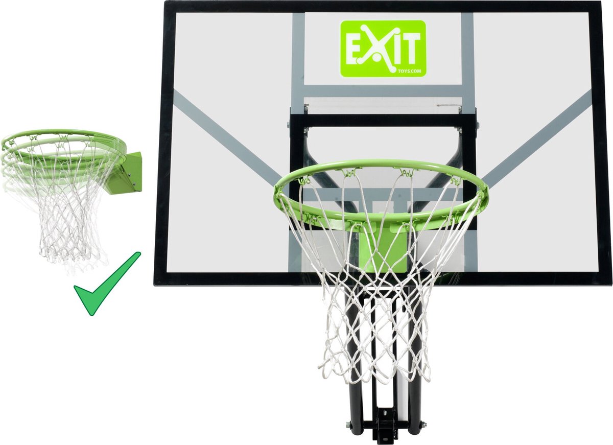 EXIT Galaxy basketbalbord voor muurmontage met dunkring - groen/zwart