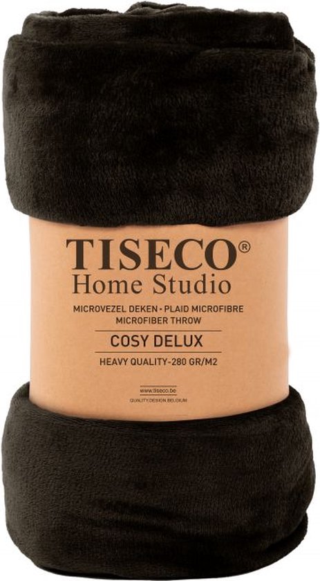 Tiseco Home Studio - Couverture COSY DELUX - microflanelle - 280 g/m² - 240x220 cm - Noir