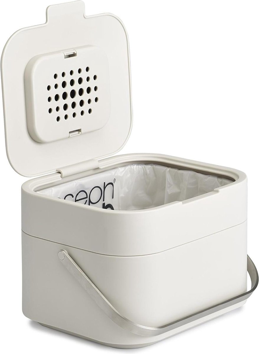 Goedkoopste Prullenbak Organische afvalbak met geurfilter - Stone - 4 liter