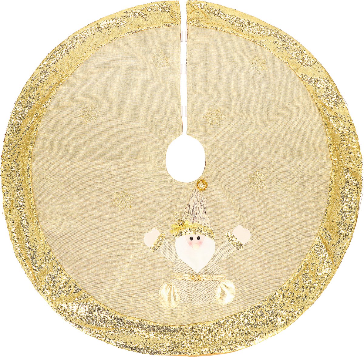 Springos Kerstboomkleed - Onderlegger - Kerstman - Goud - 106 cm