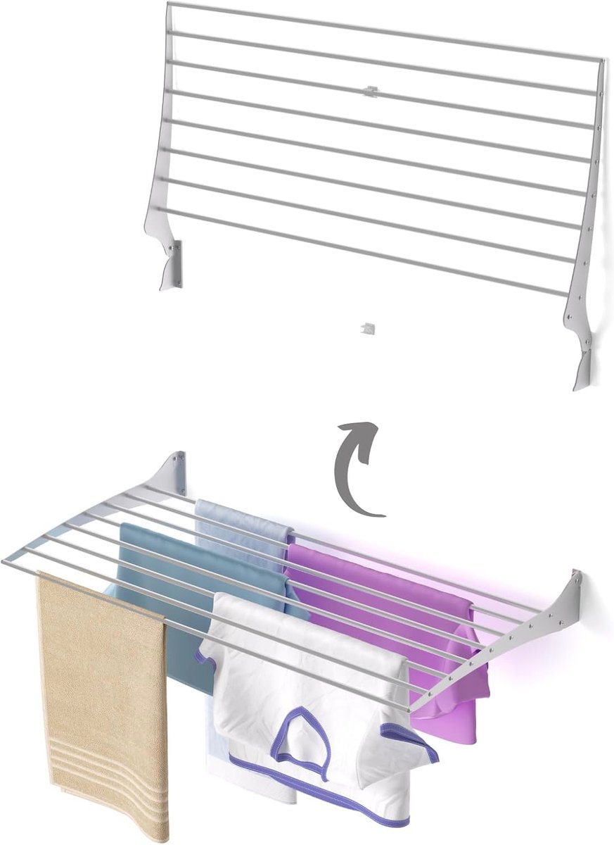 Goedkoopste Inklapbaar Wanddroogrek voor Binnen en Buiten – Ruimtebesparend en Weerbestendig Aluminium en Staal 102x50x50 cm