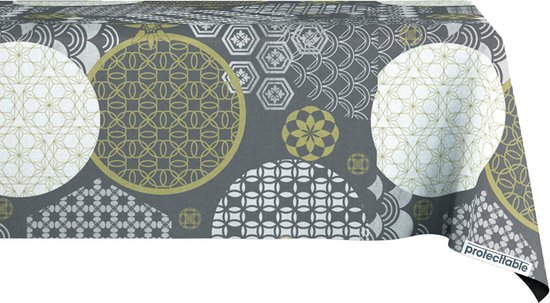 Nappe Formes Géométriques Or 140x220cm - Nappe Lavable - Plastique