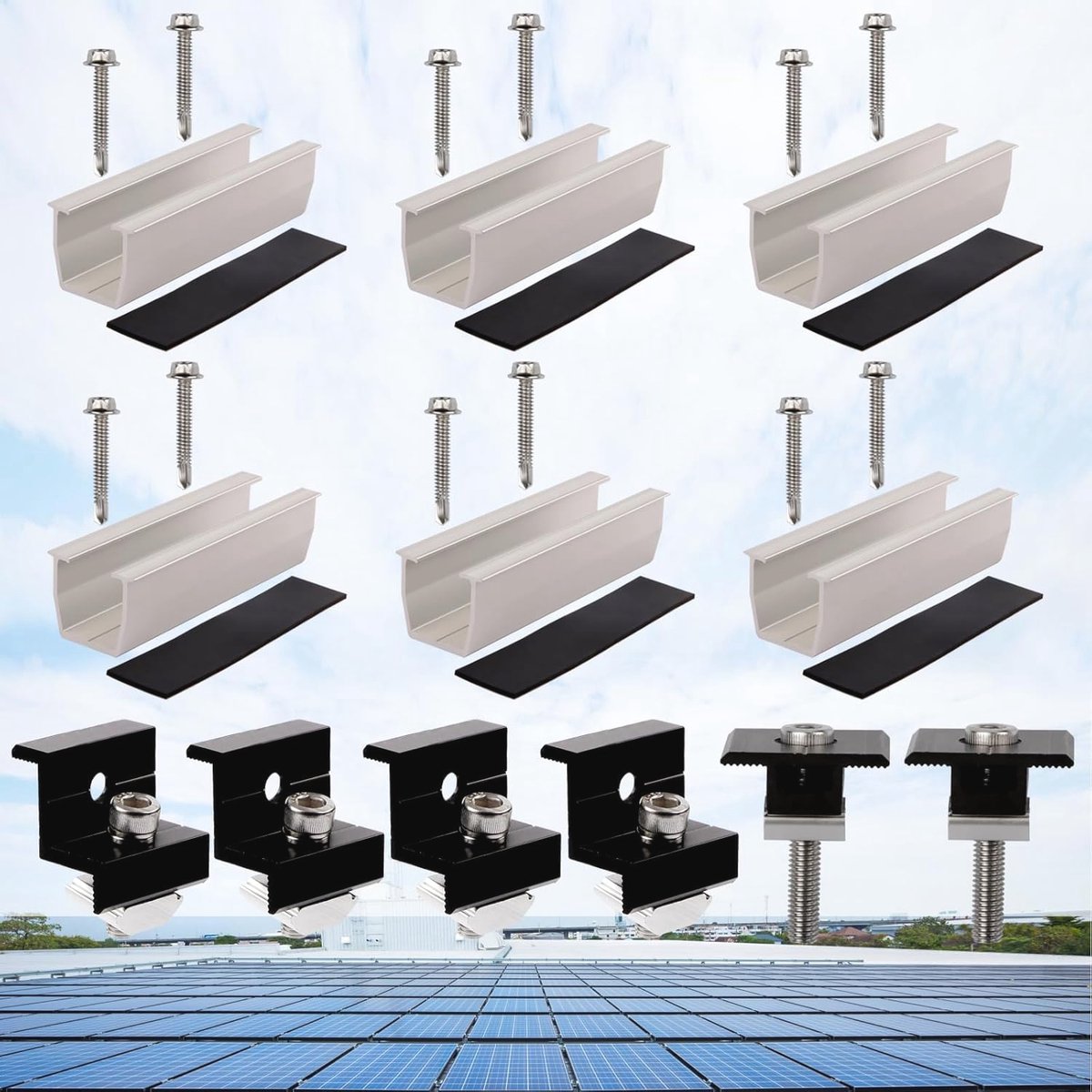 Zonnepaneelhouder voor Balkonkrachtcentrale - Montageset voor Zonnepanelen op Plat Dak, 12 cm